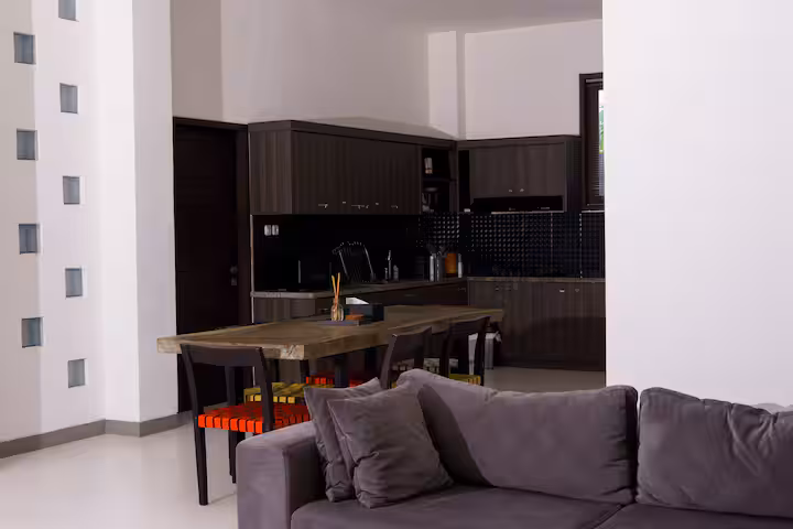 Open-plan living room and kitchen