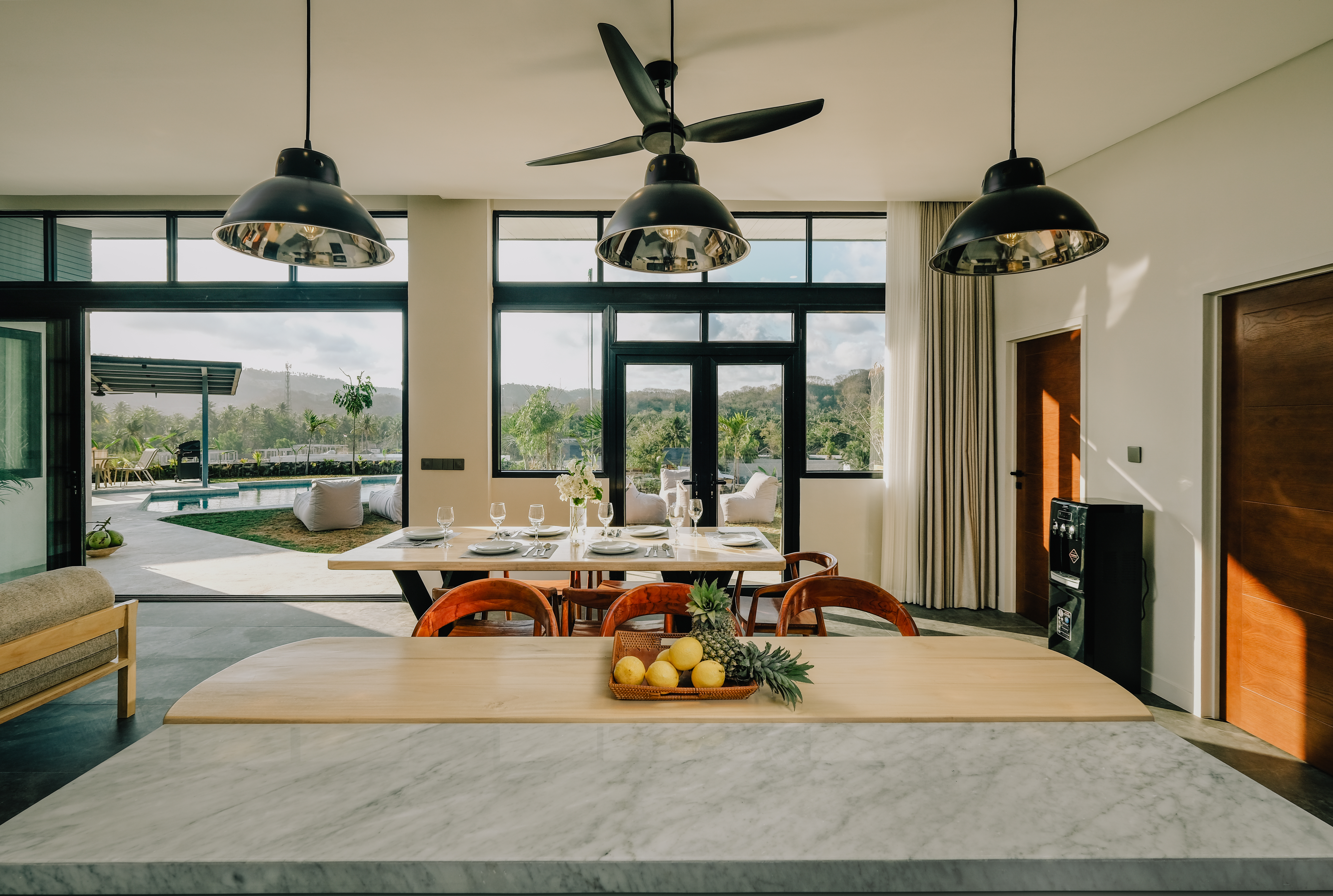 Kitchen and dining area of the luxury Central Kuta villa
