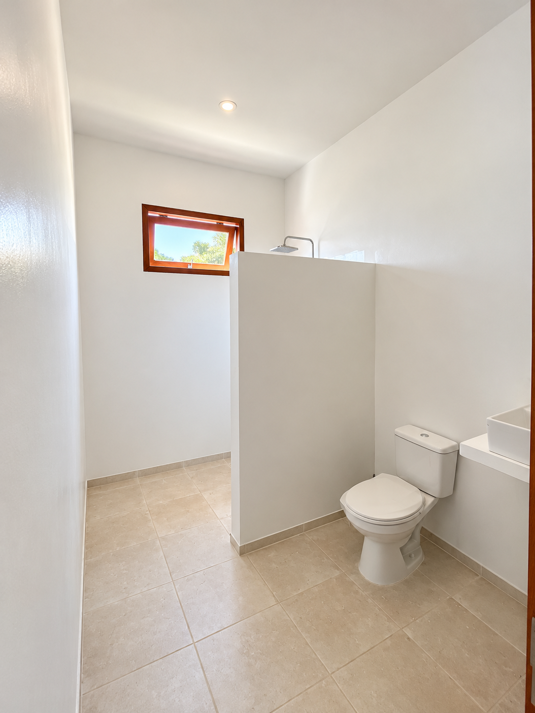 Bathroom with toilet and shower area